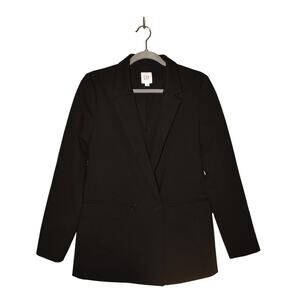 GAP $108 Classic Girlfriend Double Breasted Blazer Black Ponte Knit Size 6‎